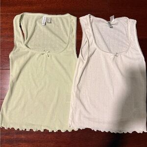 Divided Women's Tank Tops - Light Green and Cream